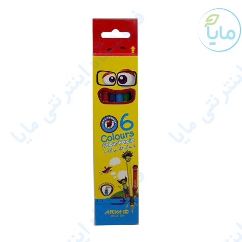 مداد رنگي  مقوايي 6 رنگ آریا