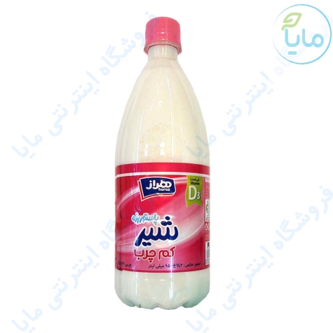 شیر غنی شده با ویتامین D3 بطری یک لیتری کم چرب هراز